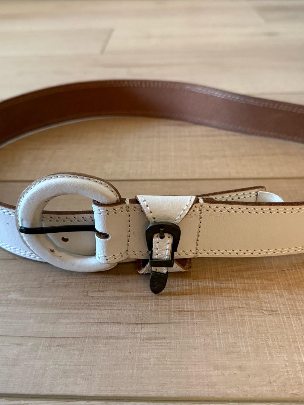 Free People Women’s Leather Belt Western White Small/Medium